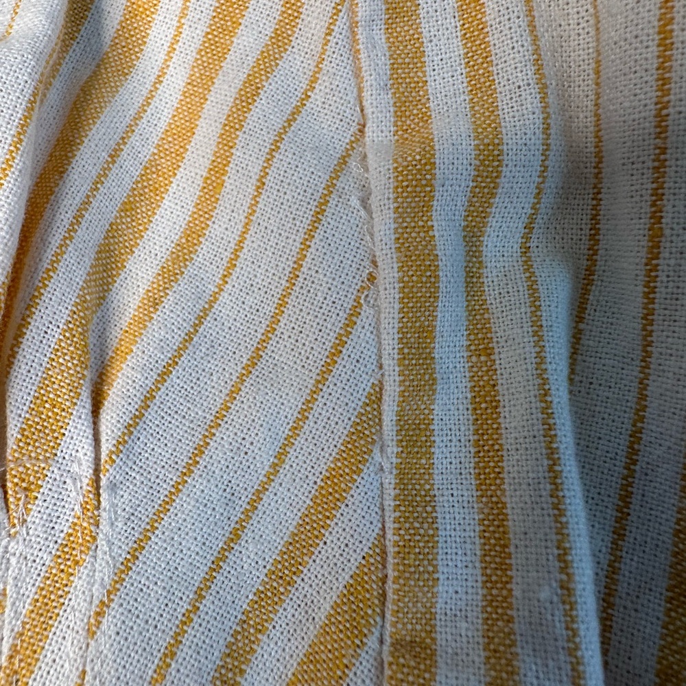 Robert Louis Striped Linen Wrap Dress Orange White Flutter Sleeves Summer Medium - Picture 7 of 13